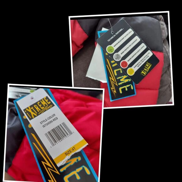 NWT Xtreme Red/Black Hooded puffer Coat 4T. Water & Wind resistant - Picture 4 of 4